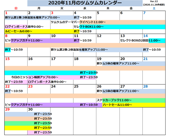 年 月 2020 ツムツム 1